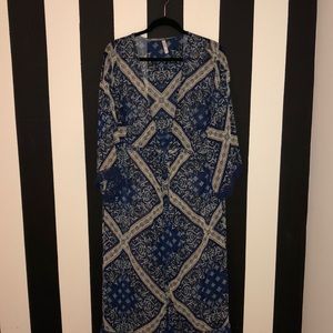 Blue floor length kimono